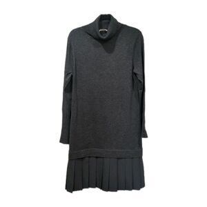 NWT Soft Surroundings Womens Chloe Sweater Dress Size M Gray Pleated Skirt